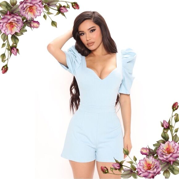 Fashion Nova Nothing Sweeter Romper Light Blue size small - Picture 1 of 15
